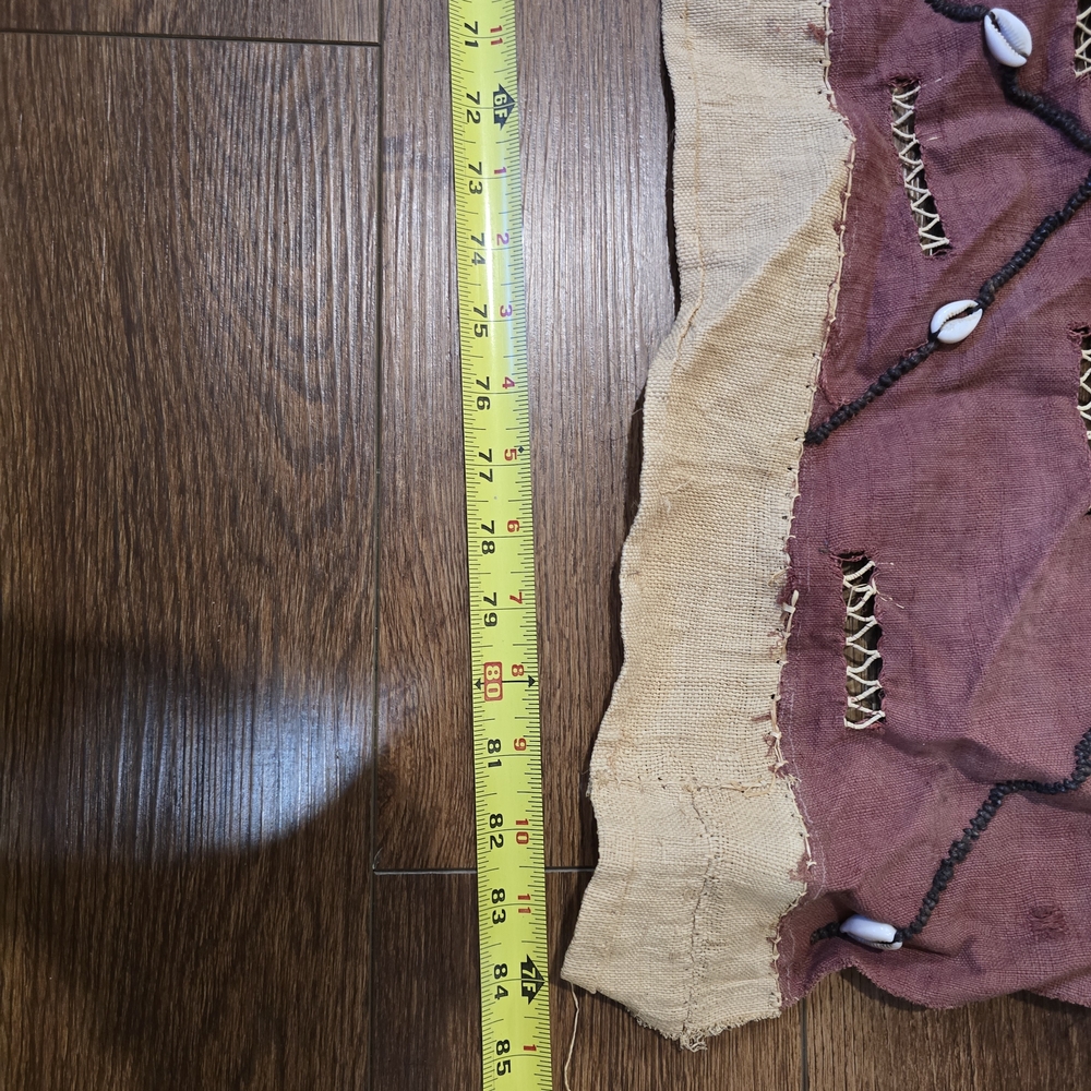Embroidered Burgundy and Beige Table Runner Or Fabric For Project - Picture 4 of 5